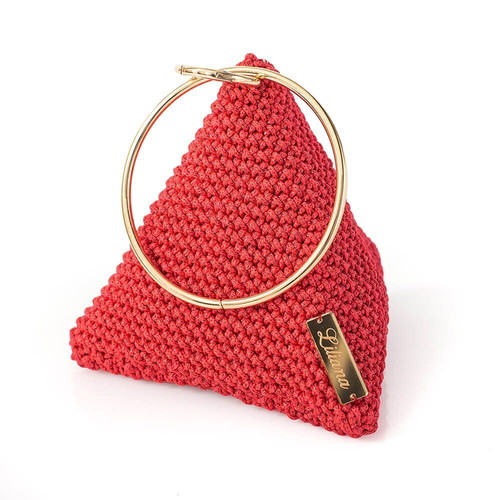 Handmade triangular handbag red, new