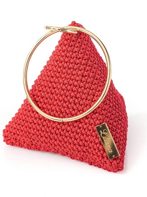 Handmade triangular handbag red, new