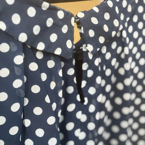 Figaro blouse used dark blue with white polka dots, size XL
