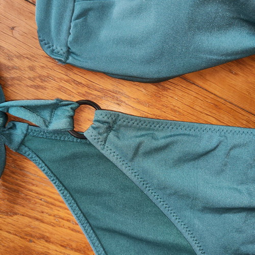 H&M Bikini Set Petrol / Emerald with Strapless Top & Slip with Rings (Size S / 36)