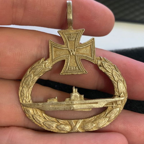 Silver German U-Boat WW2 used with iron cross