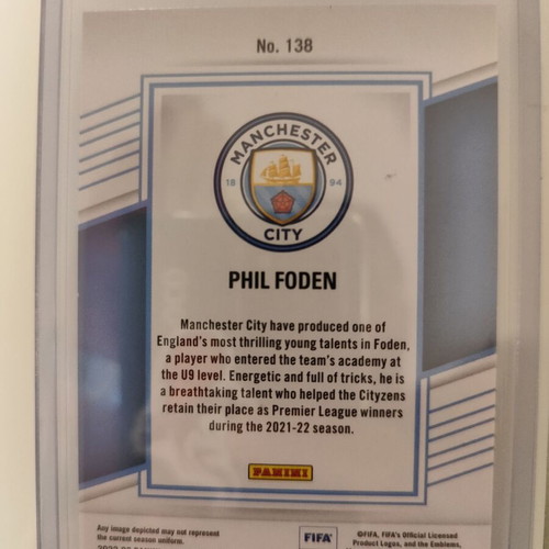 Panini Donruss Elite 2022-23 Phil Foden card numbered /15 like new