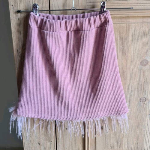 Girls' corduroy skirt No 14 pink like new with fur trim