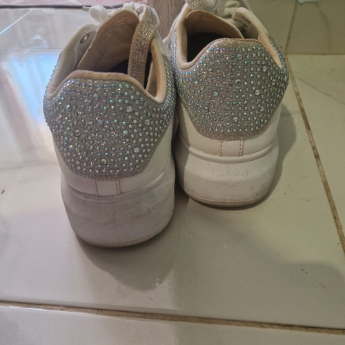 Women's sneakers with rhinestones, size 41, white