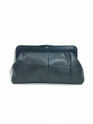 Vintage black leather oversized clutch bag, 31cm