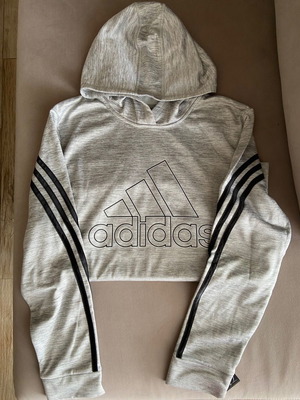 Φούτερ Adidas καινούργιο με κουκούλα, γκρι, μέγεθος M γυναικείο