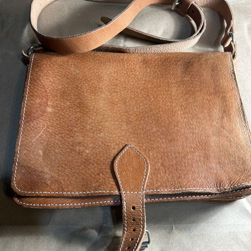Leather bag vaketa crossbody new, beige and brown