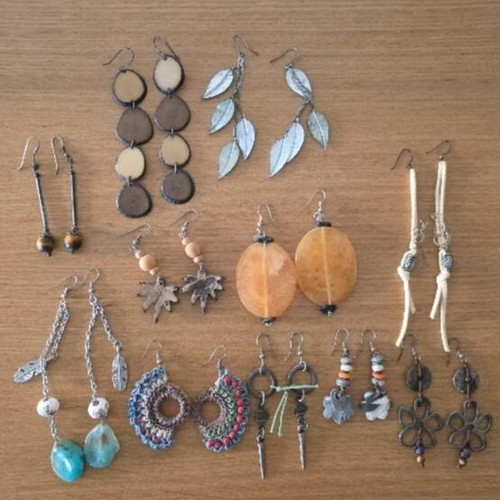 Boho earrings set used, 11 pairs multicolor