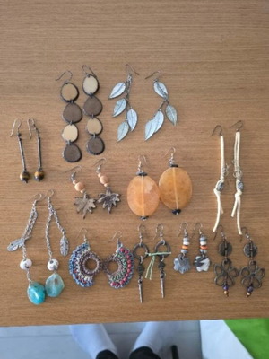 Boho earrings set used, 11 pairs multicolor