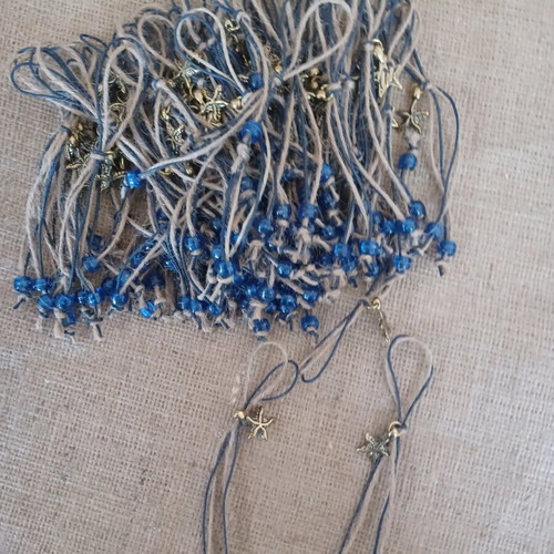 Baptism favors for boys new, pack of 64 with starfish charm and blue beads