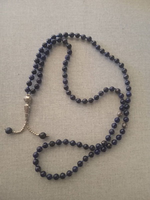 Handmade komboloi with natural Iranian lapis lazuli stones, new