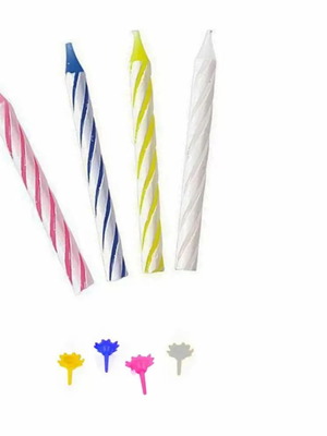 Κεράκια γενεθλίων καινούργια, πακέτο 24 με βάσεις