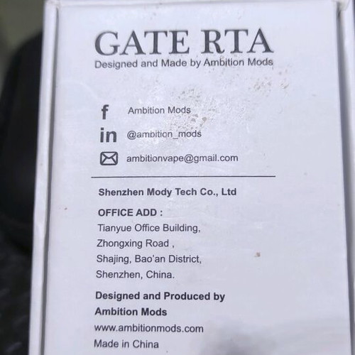 Gate MTL RTA Black by Ambition Mod like new