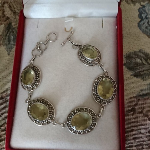 Silver handmade bracelet with natural citrine stones like new