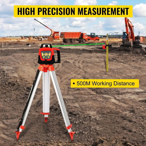 Vevor Green Rotary Laser 500m with Tripod and Rod