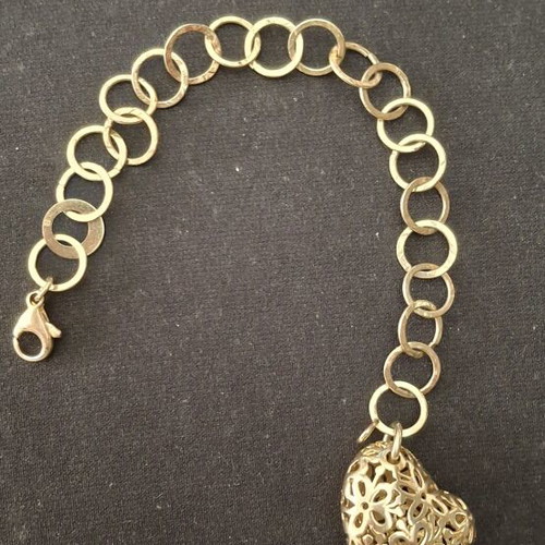 Bracelet like new gold color with heart 18cm