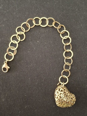 Βραχιόλι σαν καινούργιο χρυσαφί με καρδιά 18cm