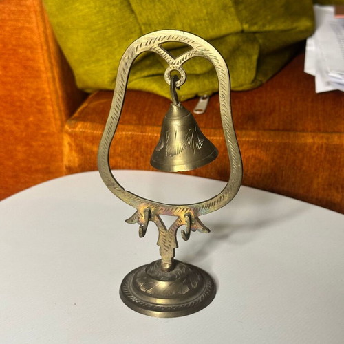 Vintage brass decorative table bell used, missing clapper
