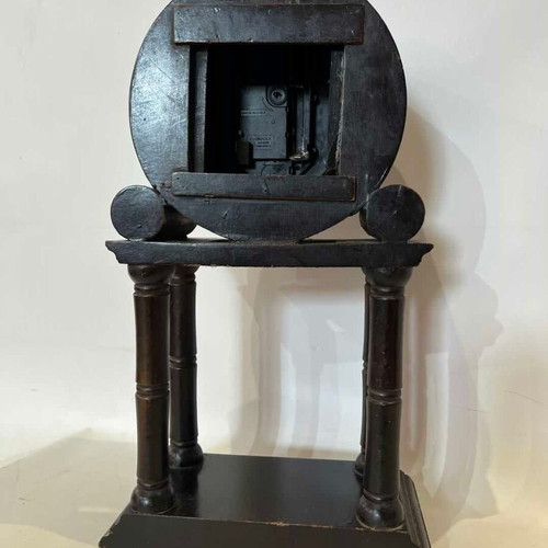 Vintage wooden table clock with brass details, 41x22x12 cm