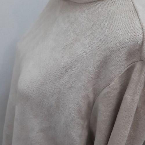 Beige women's polo with wide collar, like new, size XL