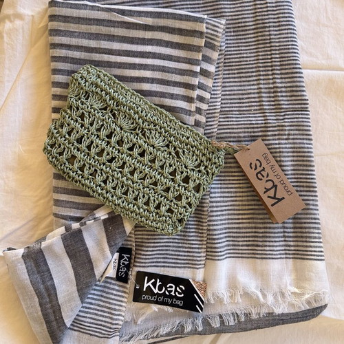 Kbas Handmade Crochet Toiletry Bag with Gift Scarf