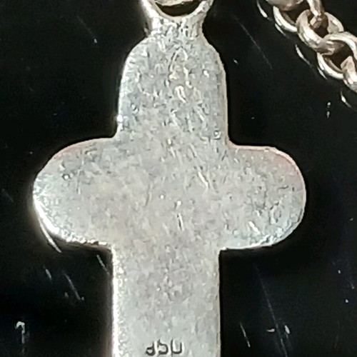 Silver cross with chain used, 925 chain, 950 cross
