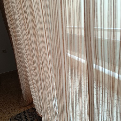 Curtain for balcony door used, 2.70 m width x 2.25 m height, beige tones