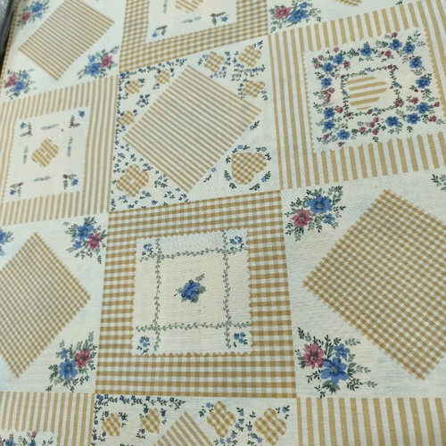 Canvas fabric printed with geometric and floral patterns, new