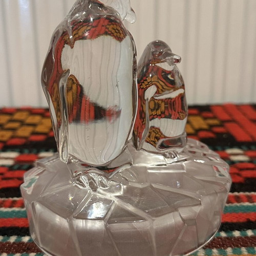Handmade Italian vintage penguin crystal statue 1980