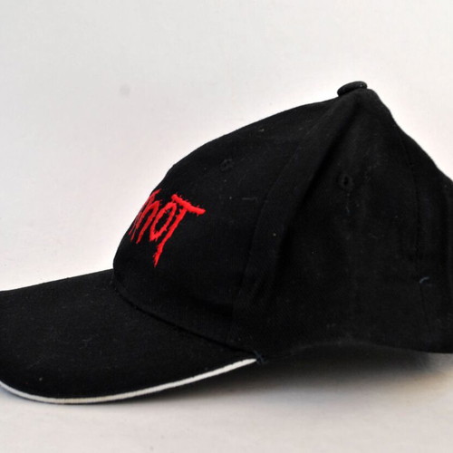 Vintage Slipknot Black Baseball Cap with Red Embroidered Logo Y2K Style