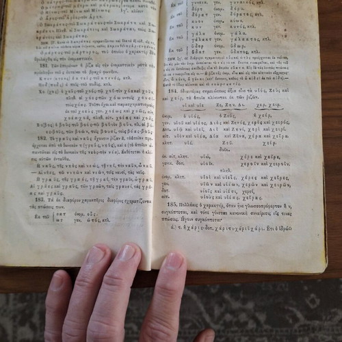 Grammar by G. Gennadios 1839 used, historic Greek school book