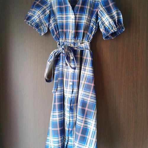 Zara women's dress new, white and blue, size L