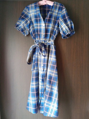 Zara women's dress new, white and blue, size L