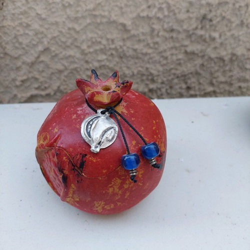 Red vintage pomegranate with storage used