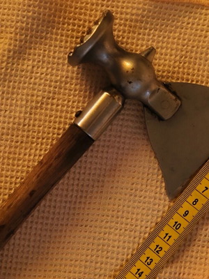Vintage meat hammer and butcher's axe
