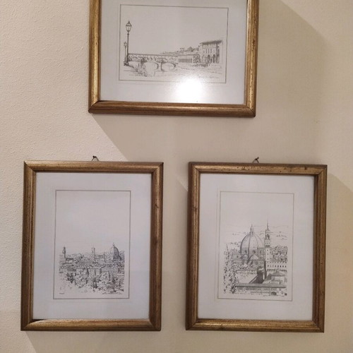 Engravings themed on Italy new, set of 3 pieces