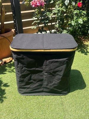 Double fabric bin like new, waterproof fabric with wooden frame