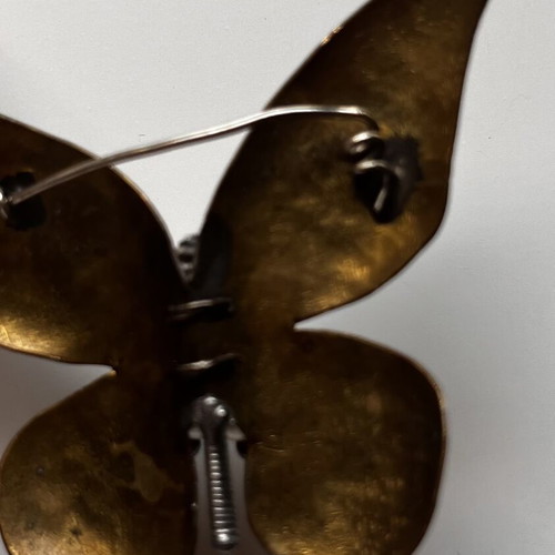 Art Deco butterfly brooch used with freshwater pearls gold tone