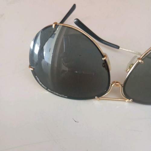 Porsche Design sunglasses unisex like new, gold titanium frame, black lenses