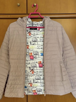 Ελαφρύ καπιτονέ μπουφάν μπεζ/ροζ σαν καινούργιο