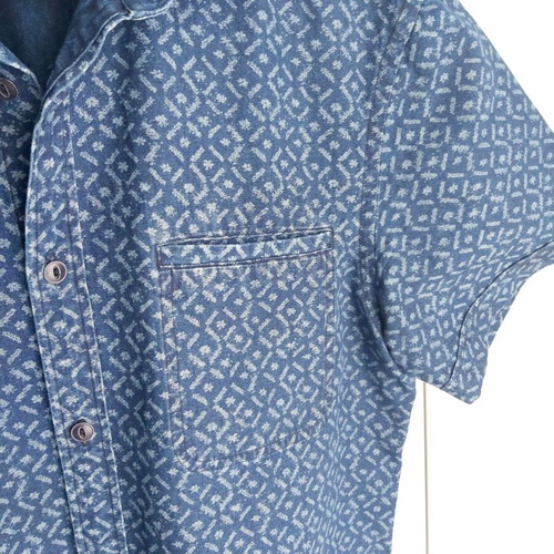 Celio jean shirt blue, short sleeve, size large, like new