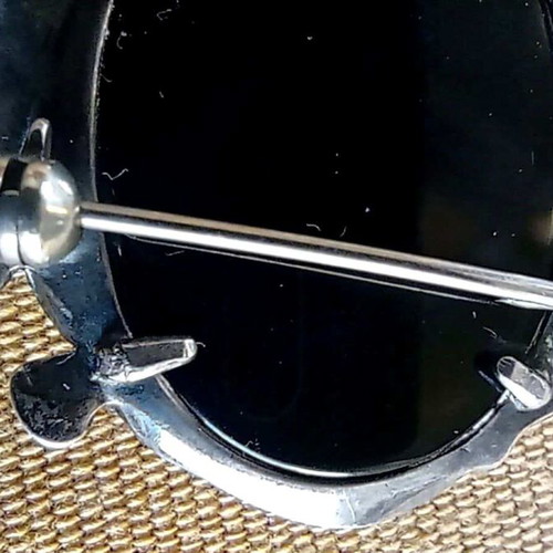 Silver brooch 925 with black onyx, vintage style, like new