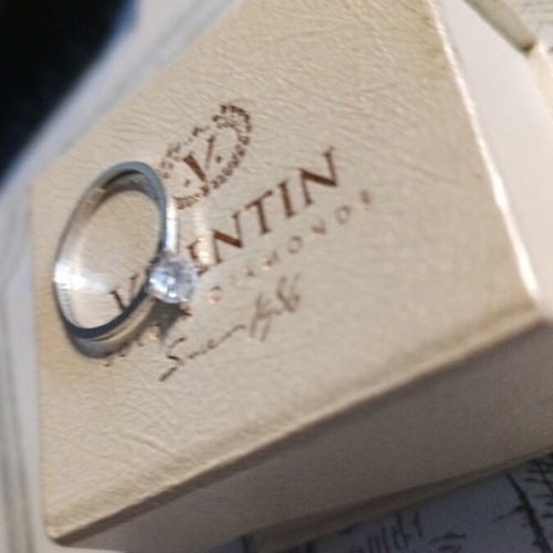 Ring with diamond and two hoops white gold 18k new