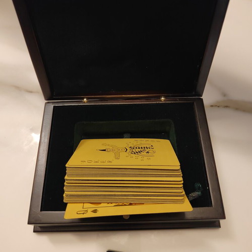 Collectible 24K Gold Playing Cards Casino Porto Carras used with Wooden Case
