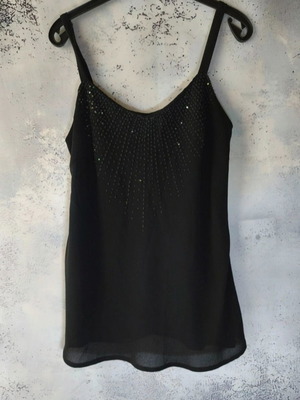 Women's camisole blouse used, black with decorative stones, size large