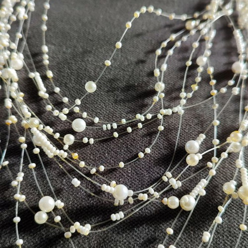 Accessorize white faux bijoux necklace used with white beads