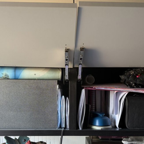IKEA wall cabinet bookcase with gray high gloss doors, like new