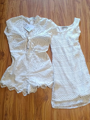 Women's short romper and dress like new, white