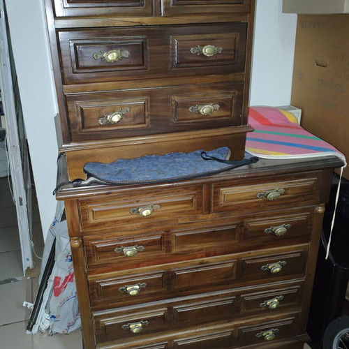 Wooden neoclassical chest of drawers set, 6 and 10 drawers