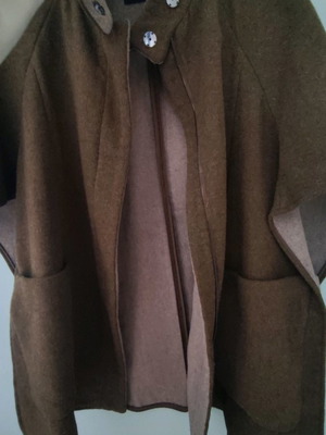 Μάλλινη κάπα Zara μεταχειρισμένη, medium, χακί χρώμα